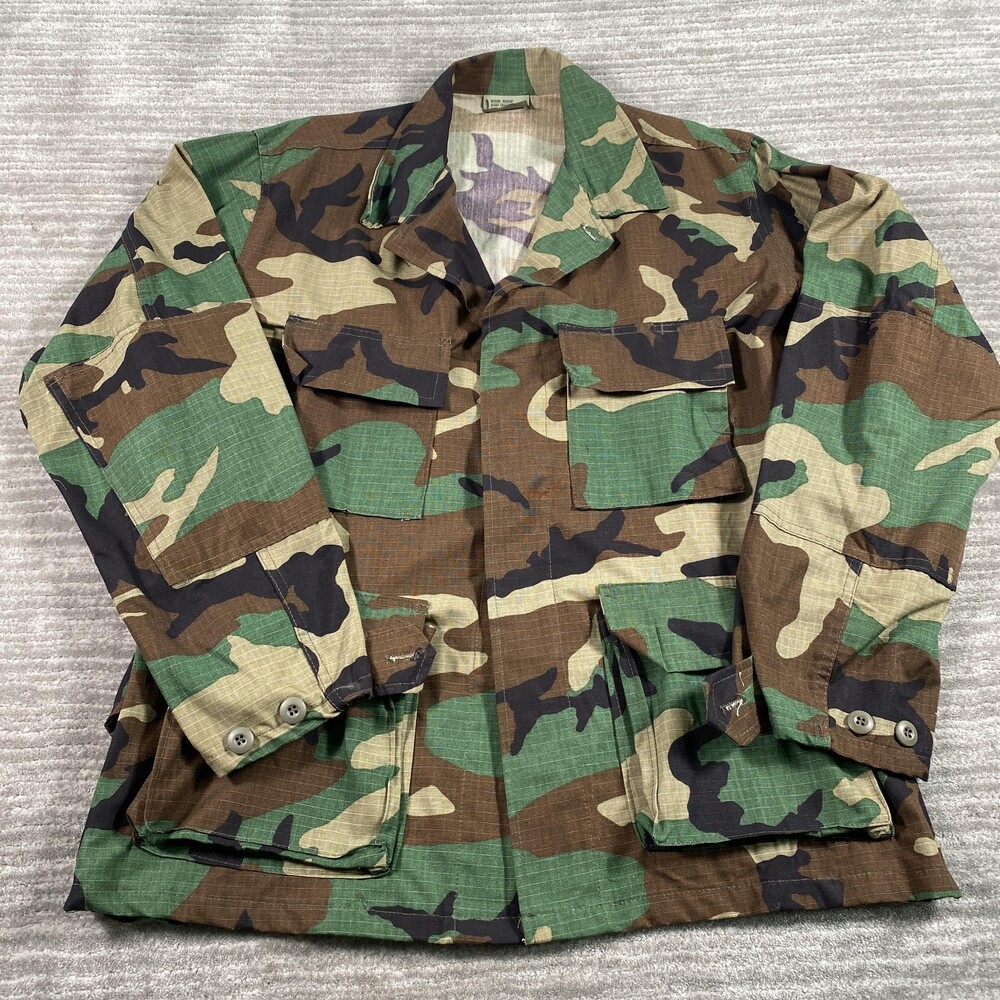 Vintage Rothco Jacket Mens Medium Woodland Camo BDU Ripstop MA-1 USA 80s 90s